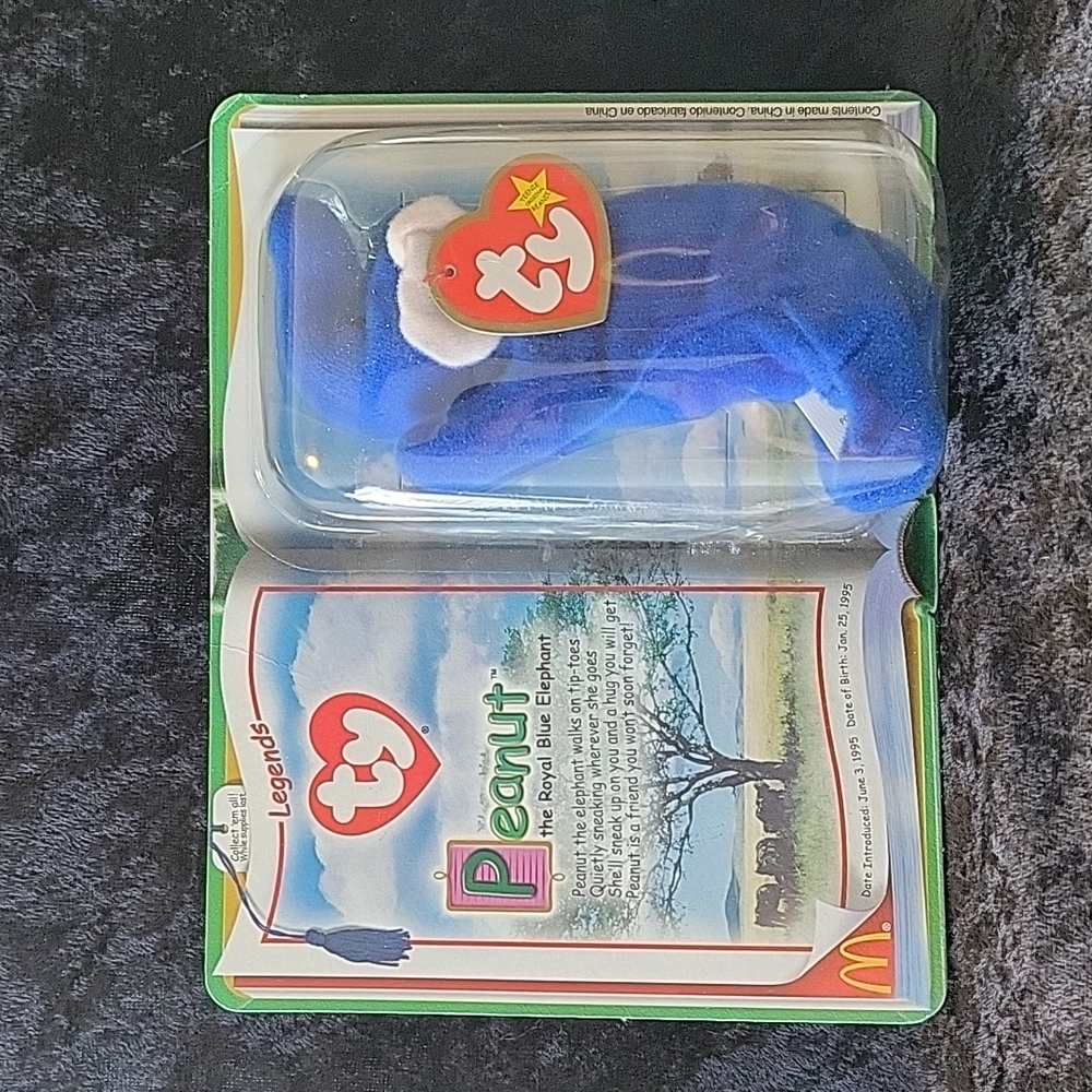 TY 2000 McDonald's Teenie Beanie Legends Peanut the Royal Blue Elephant